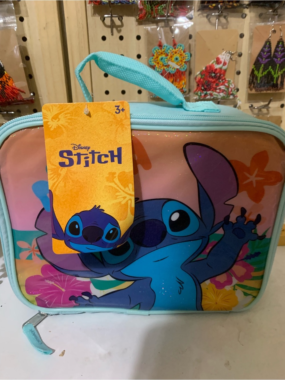 Disney Stitch Lunch Tote – Teal, Blue, Purple Tropical Art